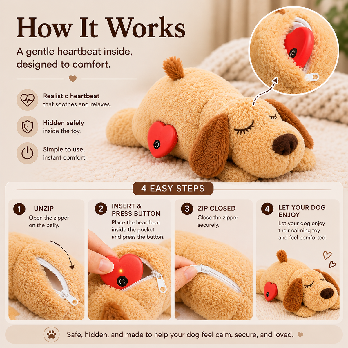 Calming Heartbeat Dog Toy